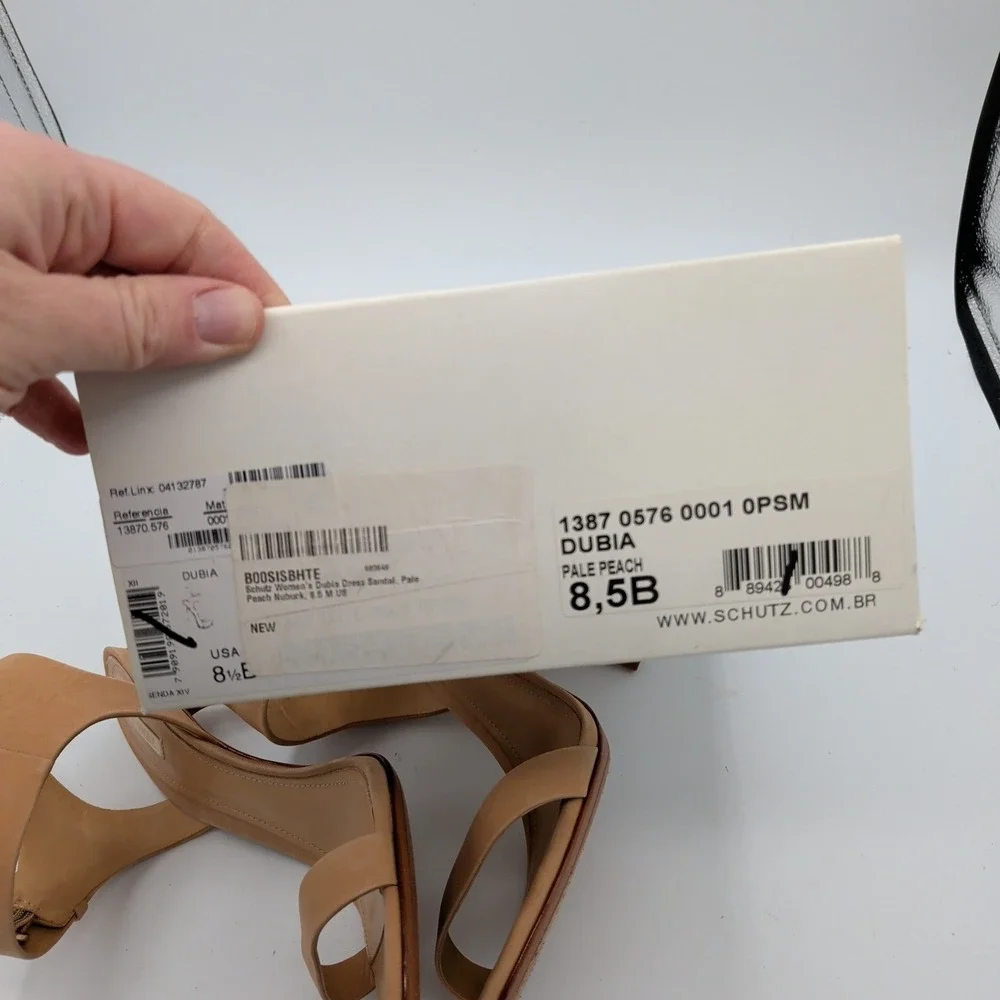 Schutz Dubia Pale Peach Nubuck Leather High Heel Sandals Size 8.5B Made Brazil